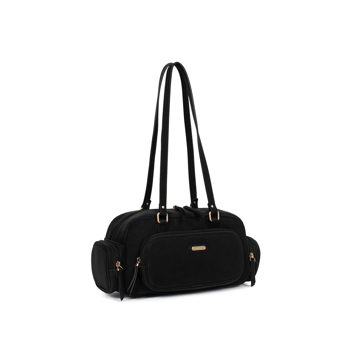 Sac porté épaule 2 anses EVE noir, HEXAGONA
