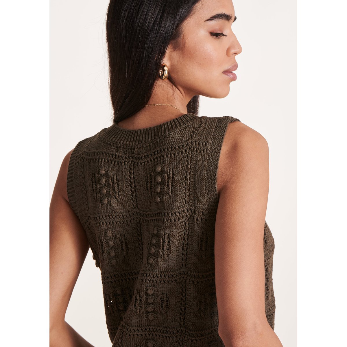 Pull sans manches en maille crochet baobab, LA FEE MARABOUTEE