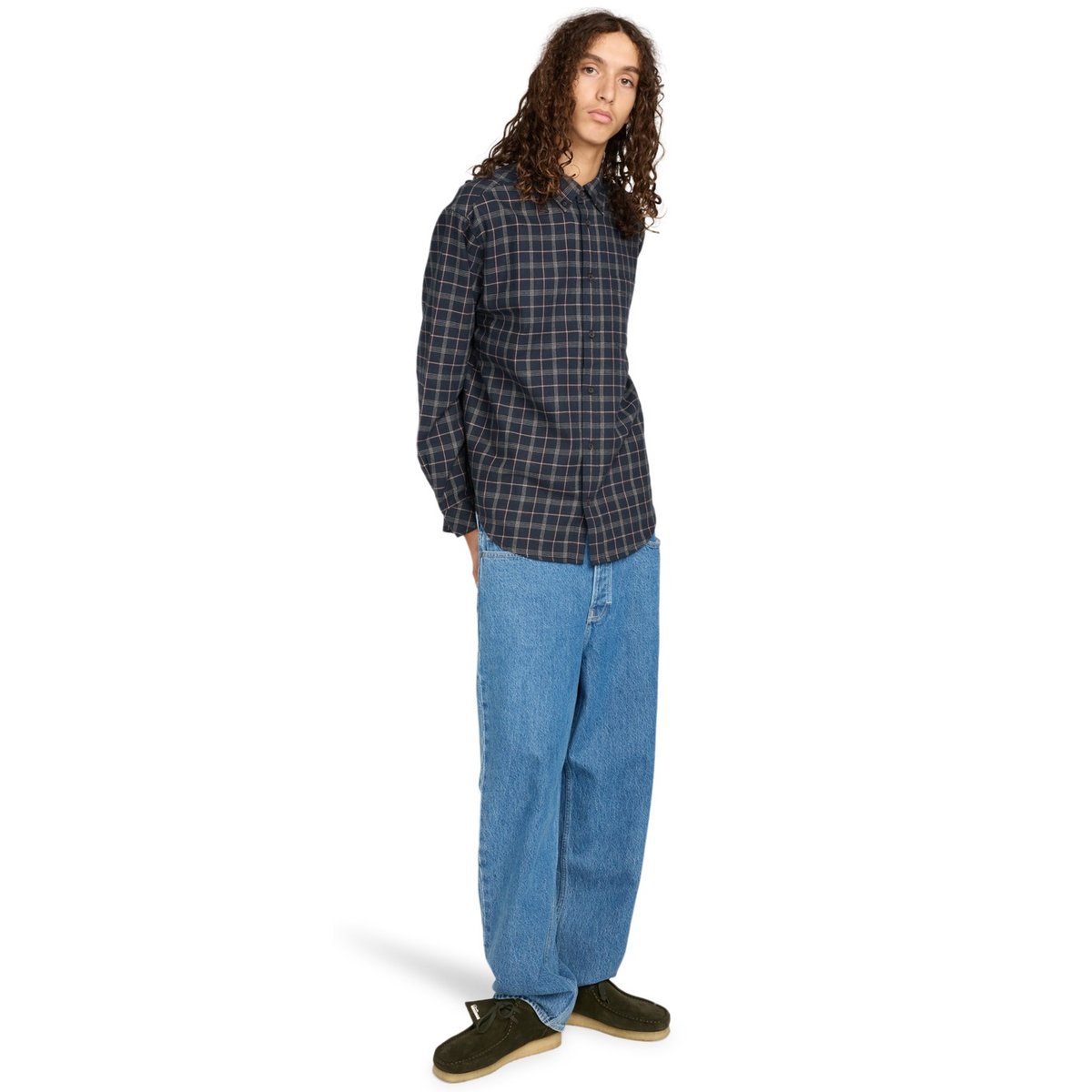 Chemise manches longues BUTTON DOWN REGULAR FLANNEL bleu tartan blue, ELEMENT