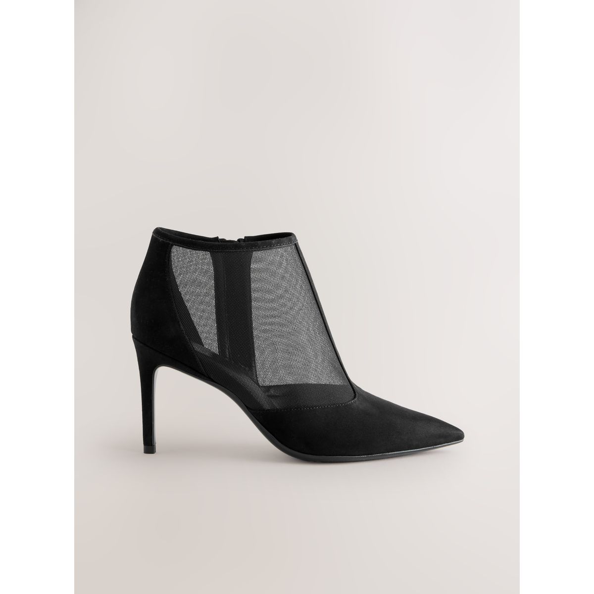 Bottines salomé à bout pointu détail en maille noire, NEXT