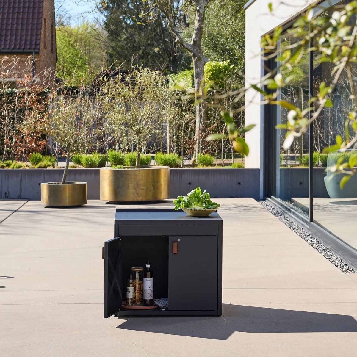 Module de cuisine extérieure acier 2 portes L75,5cm THIRA noir, SWEEEK