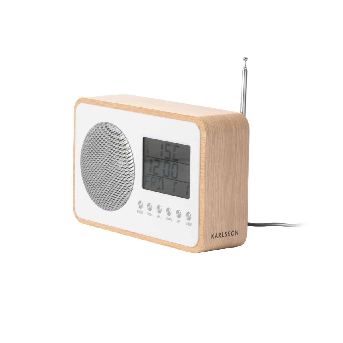 Réveil MDF FM RADIO bois clair, KARLSSON