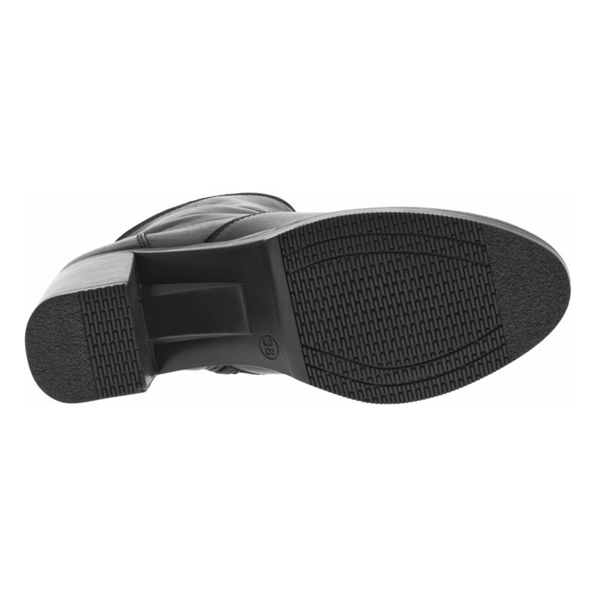 Boots en cuir noires à talon décroché moyen avec une trépointe cousue noires, PORRONET