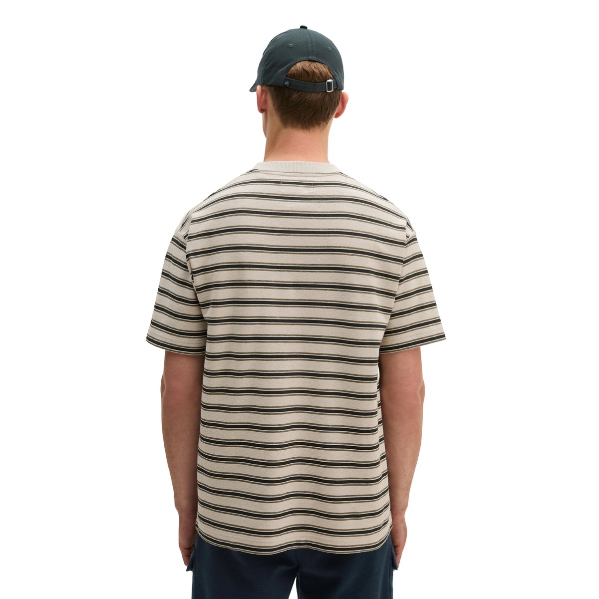 T-shirt relaxed en coton bio et en lin beige, MARC O'POLO