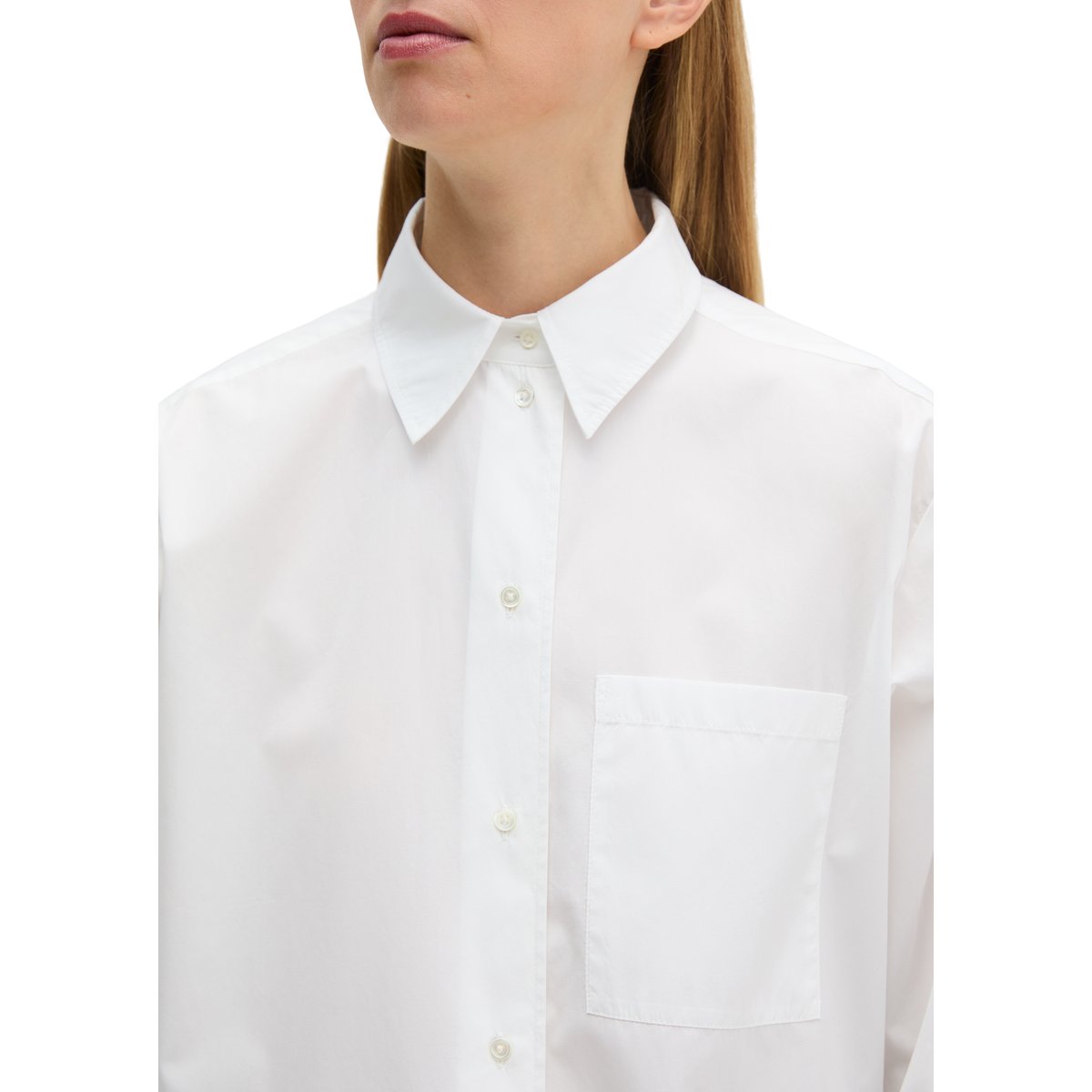 Blouse boyfriend en popeline de coton premium blanc, MARC O'POLO