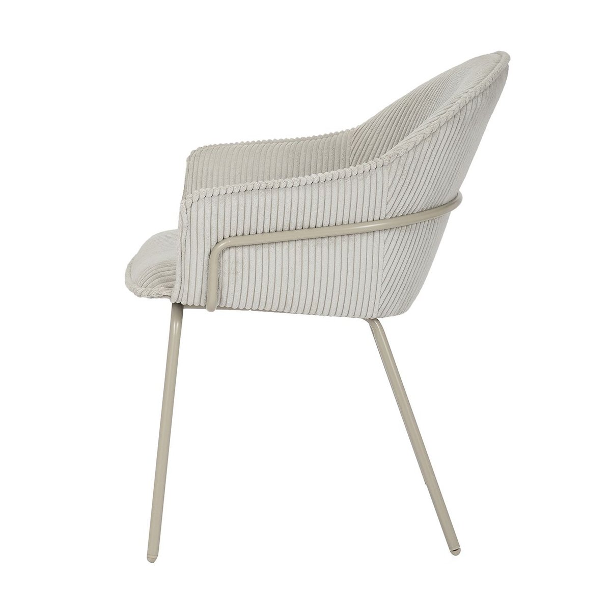 Chaise accoudoirs velours côtelé à grosses côtes  NOMA gris clair, ZAGO