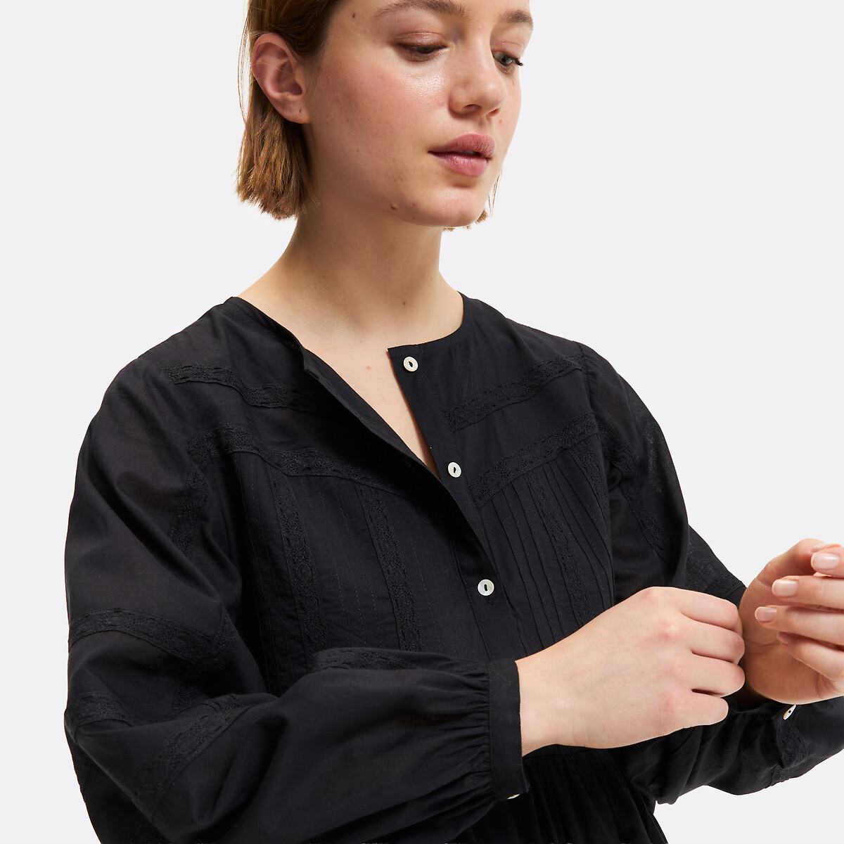 Robe évasée, longue, manches longues noir, LA REDOUTE COLLECTIONS