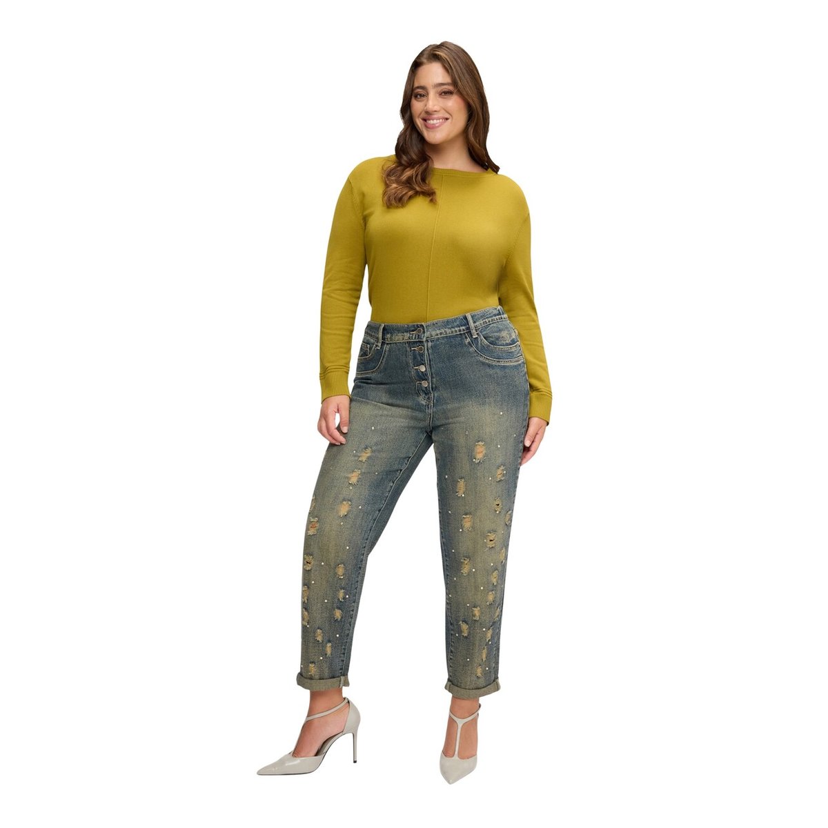 Jean Barrel effet stone washed bleu, FIORELLA RUBINO