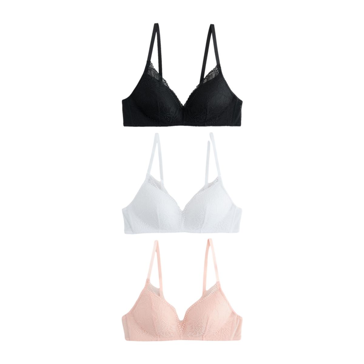 Soutien-gorge en dentelle, lot de 3 noir/rose/blanc, NEXT