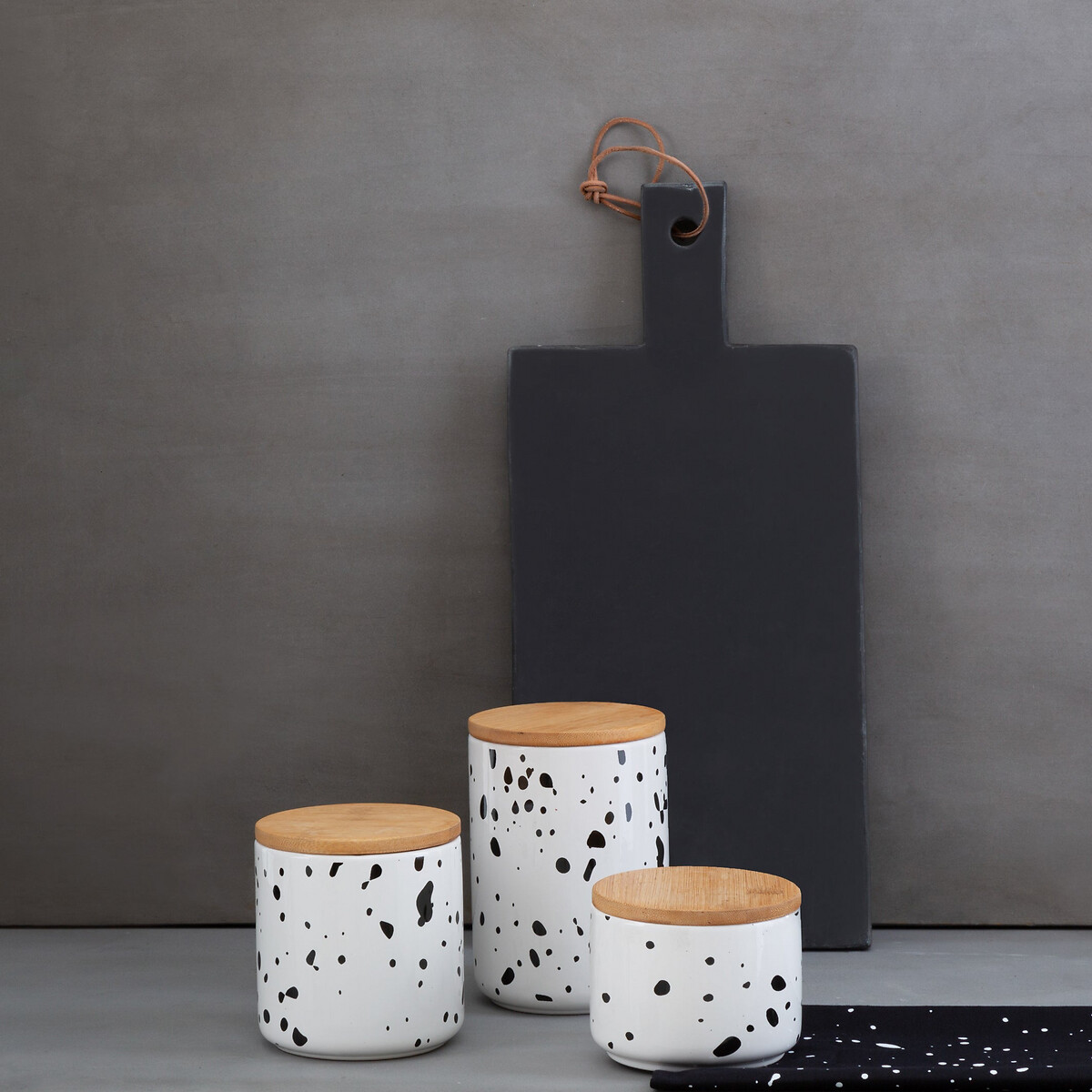 Medium Black Speckled Storage Canister white, SO'HOME