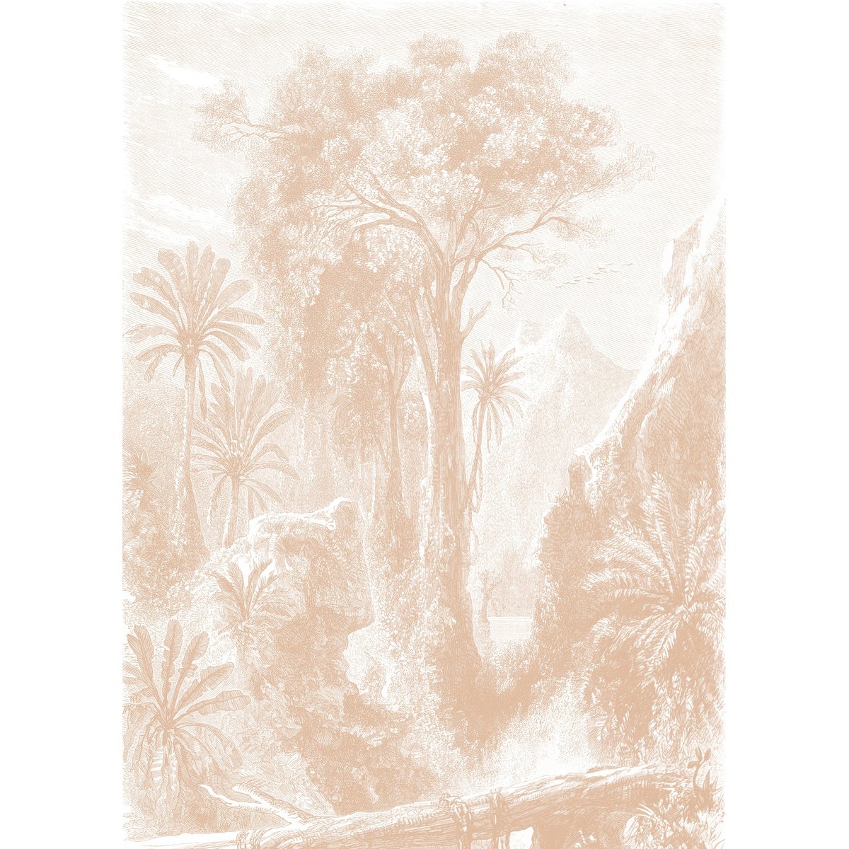 Papier peint panoramique Madagascar jungle vieux rose, LE PAPIERS DE NINON