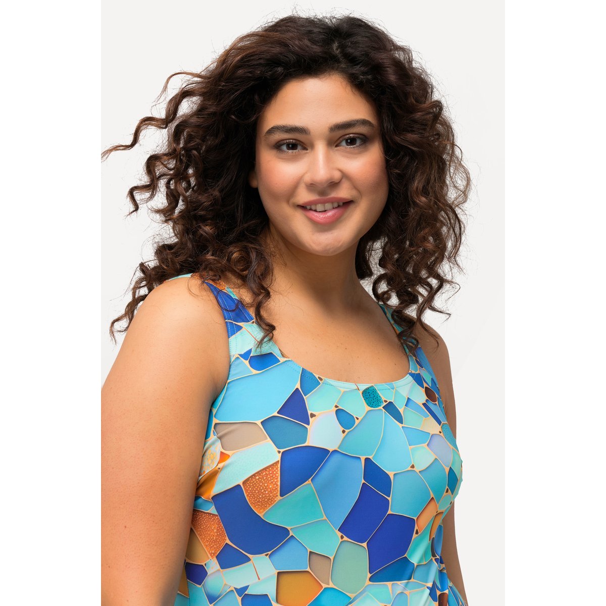 Maillot de bain imprimé. Sans bonnets bleu azur clair, ULLA POPKEN