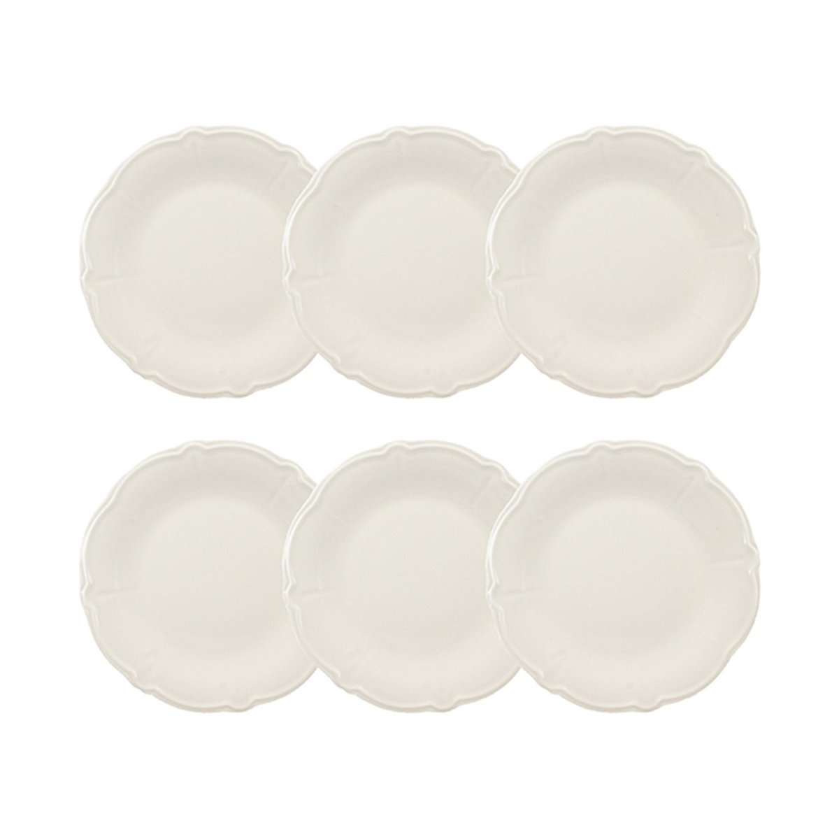 Lot de 6 assiettes plates en grès 26cm, CHARLOTTE blanc, NOVASTYL