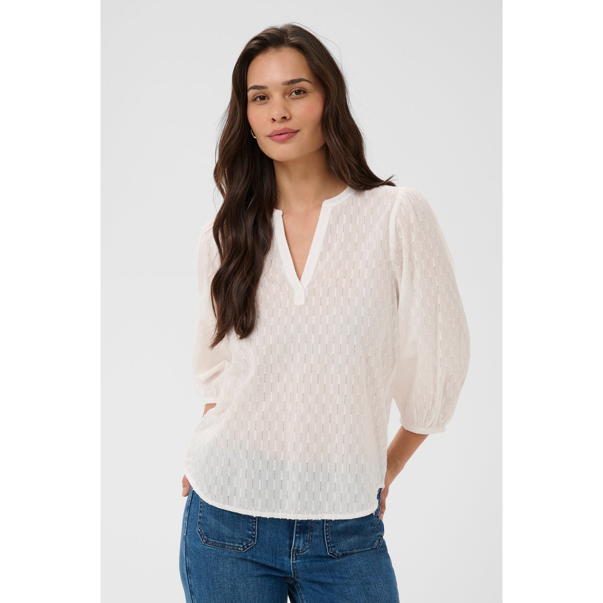 Blouse à manches courtes blanc chalk, KAFFE