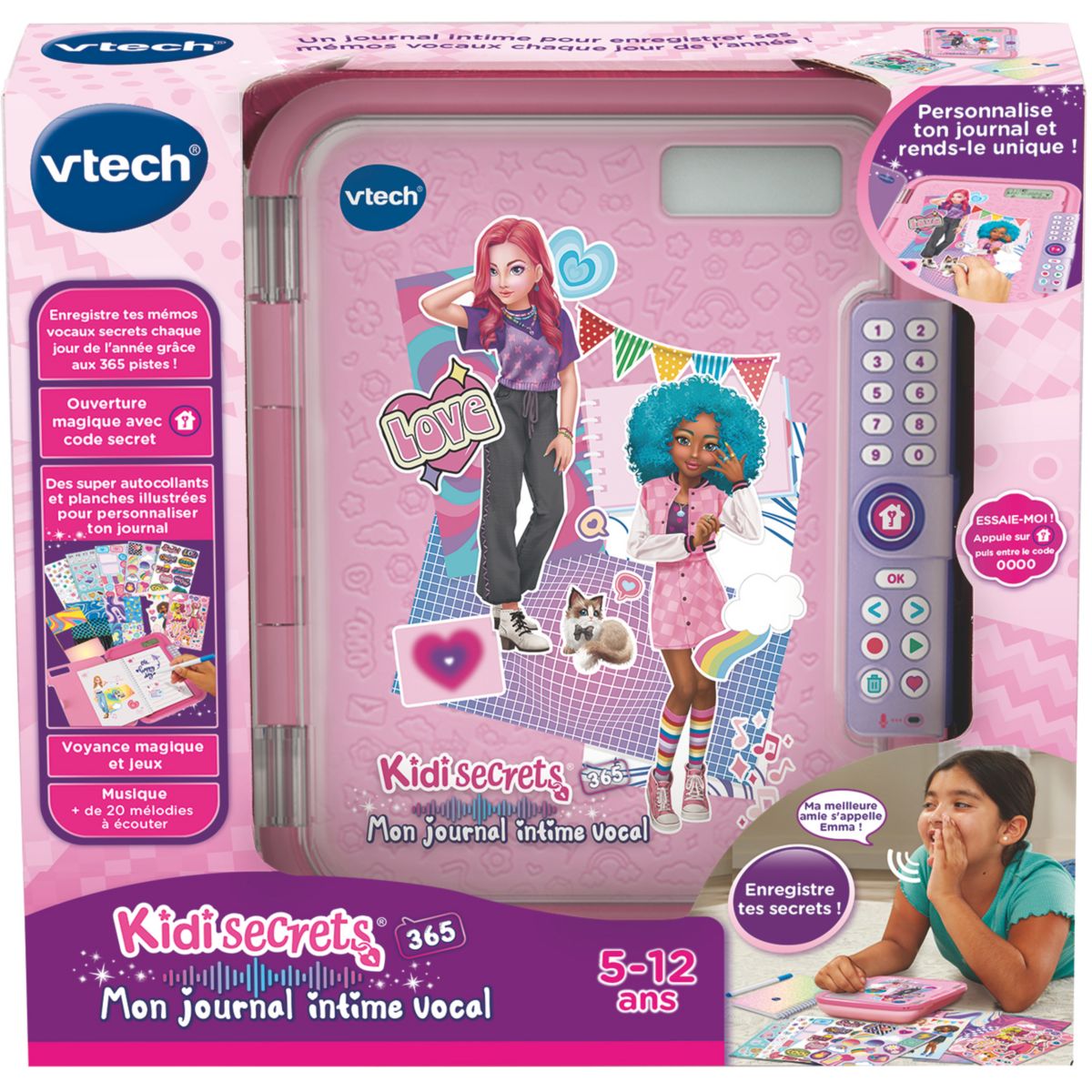 Jeu éducatif KidiSecrets365-Mon journal intime vocal couleur unique, VTECH