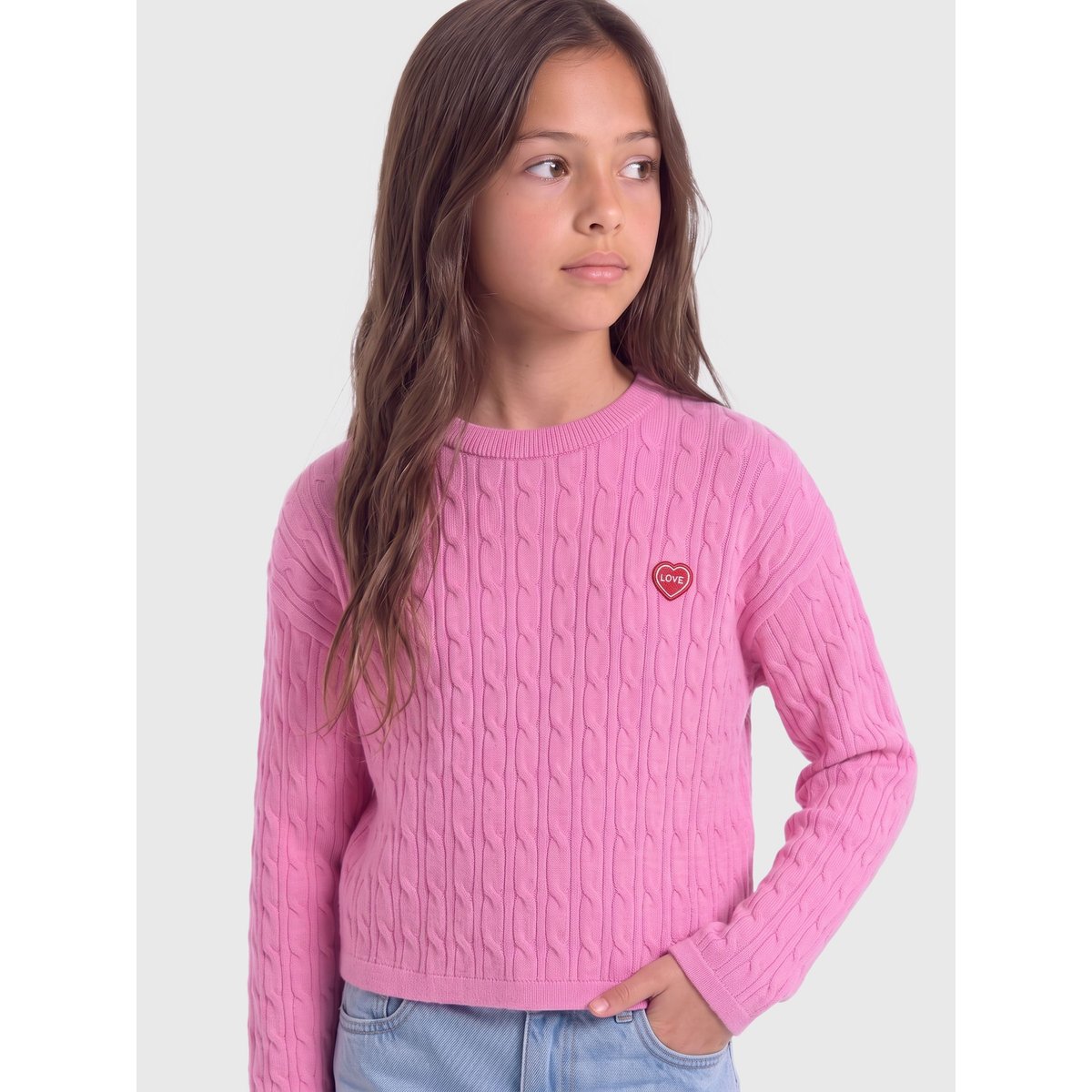 Pull En Maille rose - cyclamen 1, KIDS ONLY