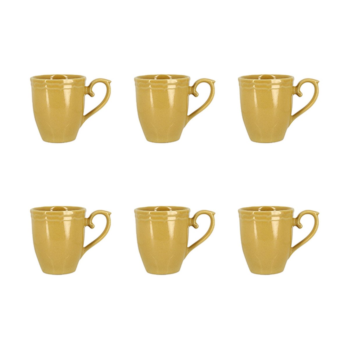 Lot de 6 mugs 30cl en grès, SIGNATURE jaune, NOVASTYL