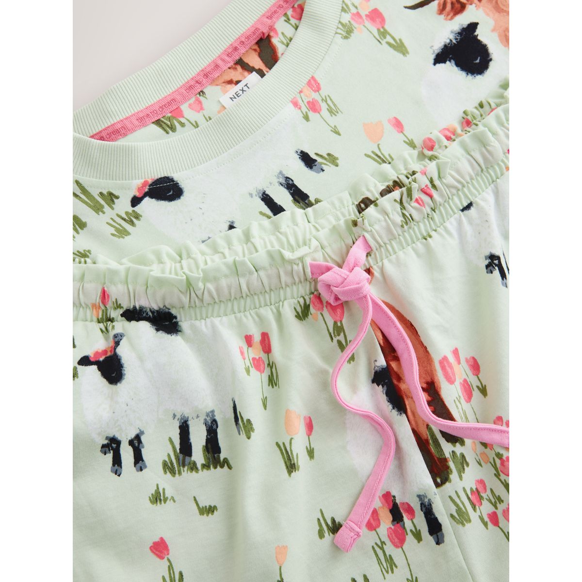 Pyjama short en coton hamish vert sauge la vache des highlands, NEXT