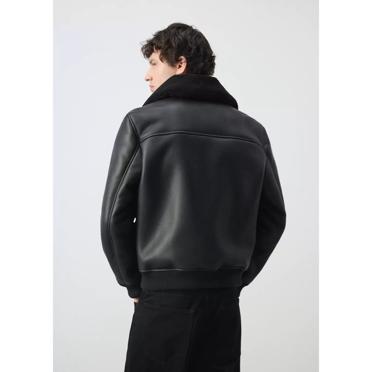 Veste double face intérieur moutonné noir, MANGO MAN