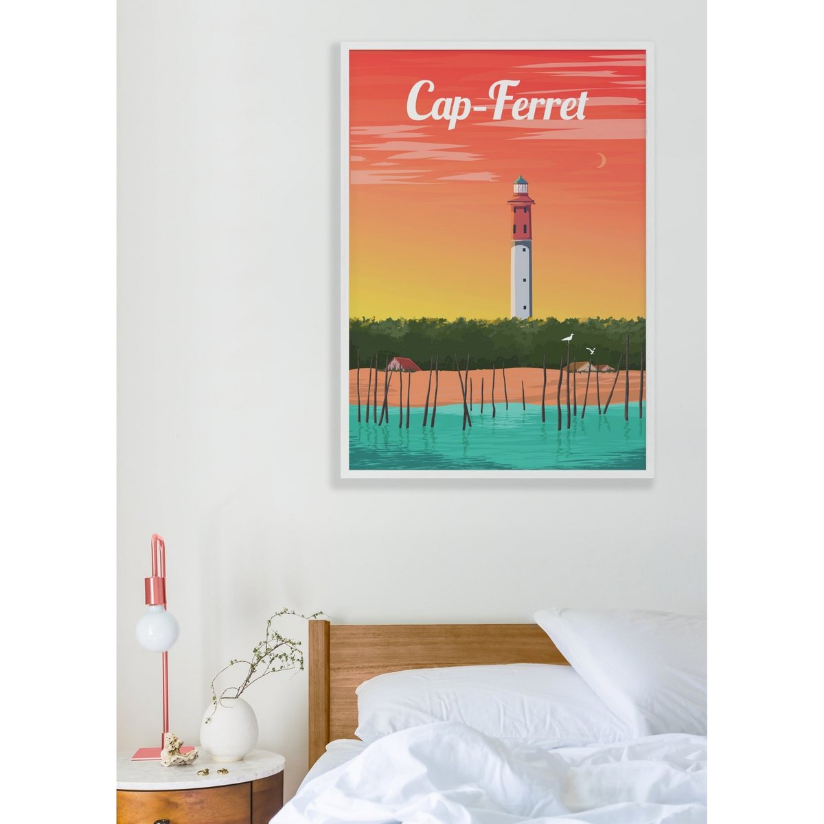 Affiche ville Cap-Ferret blanc, L'AFFICHERIE