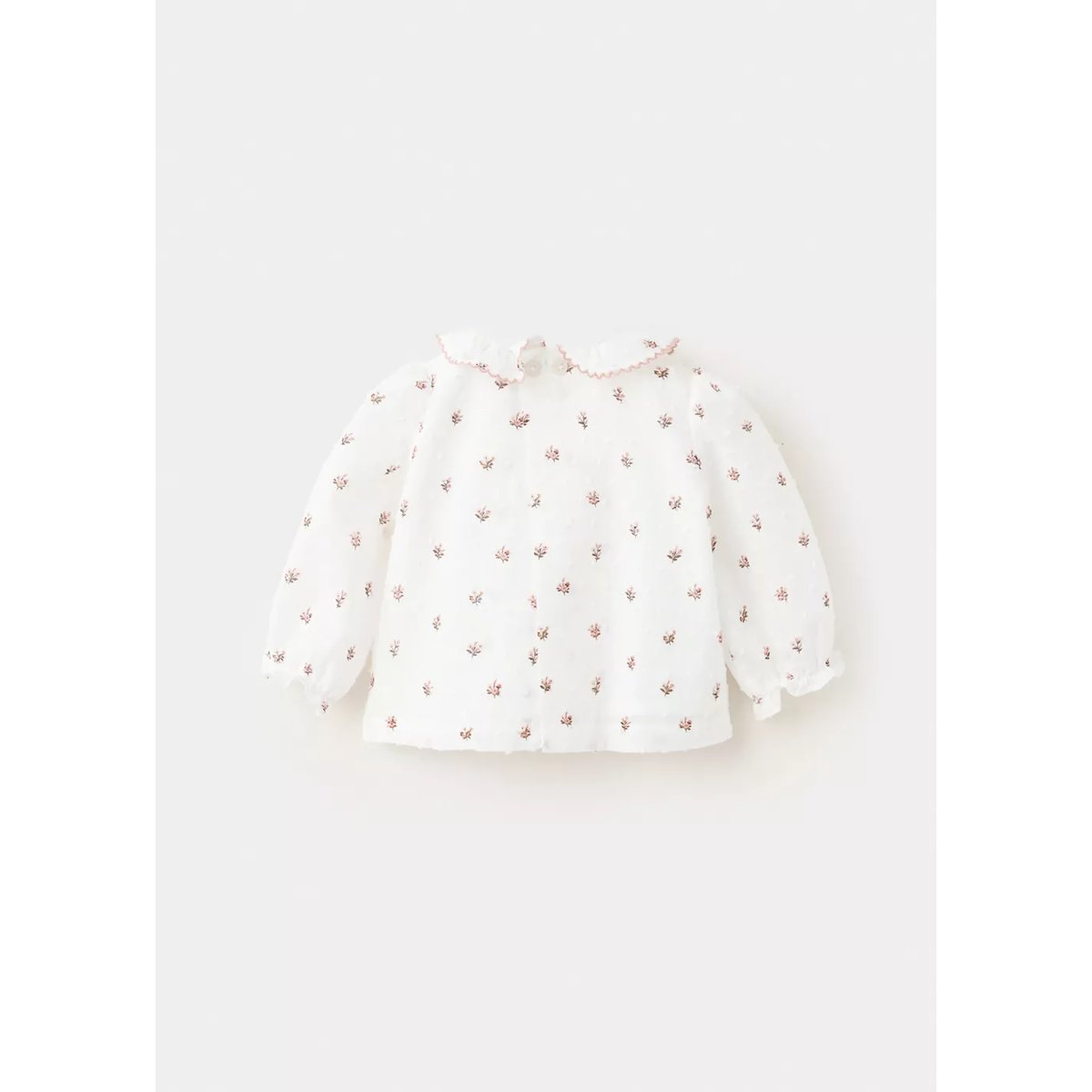 Blouse en coton plumetis à motif floral blanc cassé, MANGO BABY