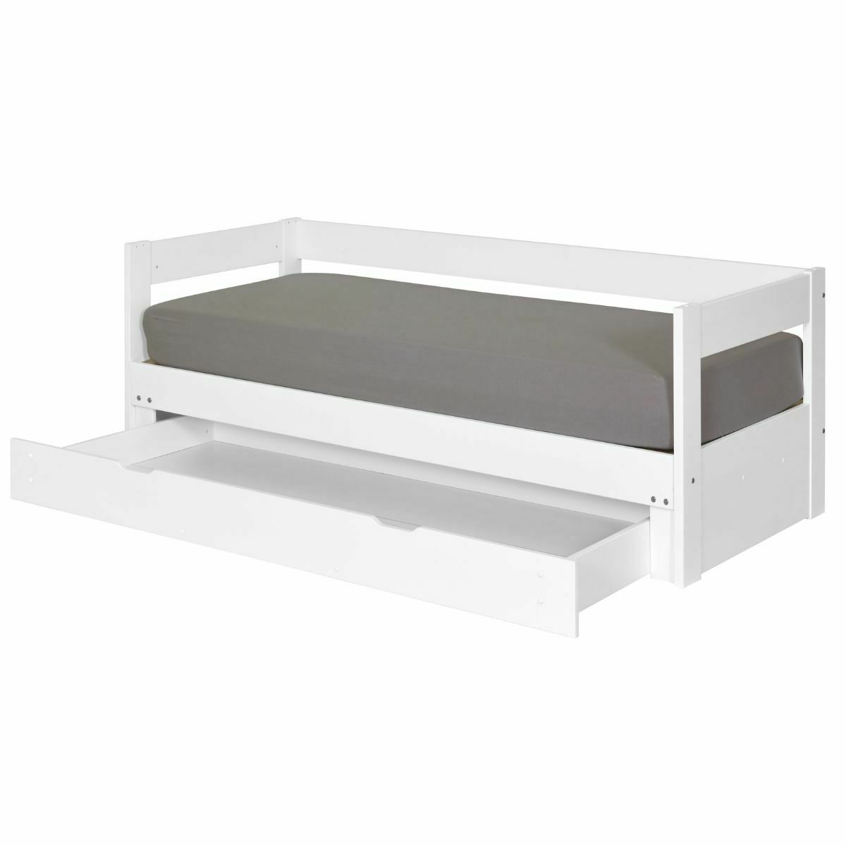 lit banquette gigogne avec tiroir Bois massif  RAVI blanc, AKITEN RETAIL