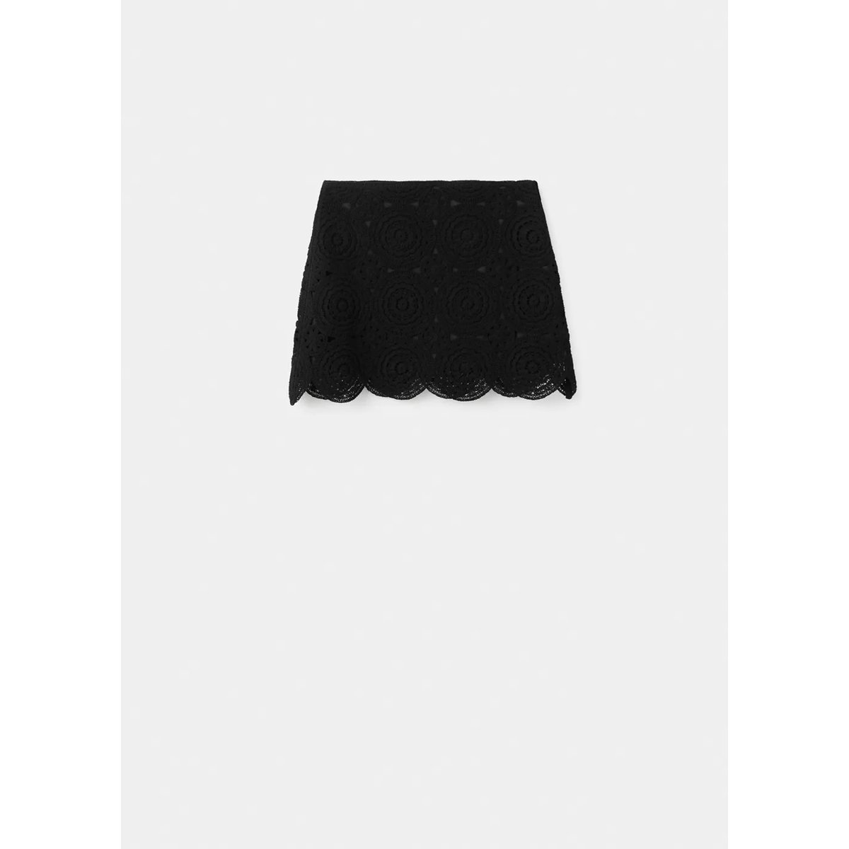 Minijupe crochet noir, MANGO