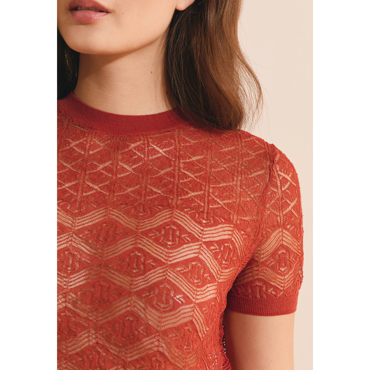Pull en maille ajourée SAMIRA PULL terracotta, ETAM