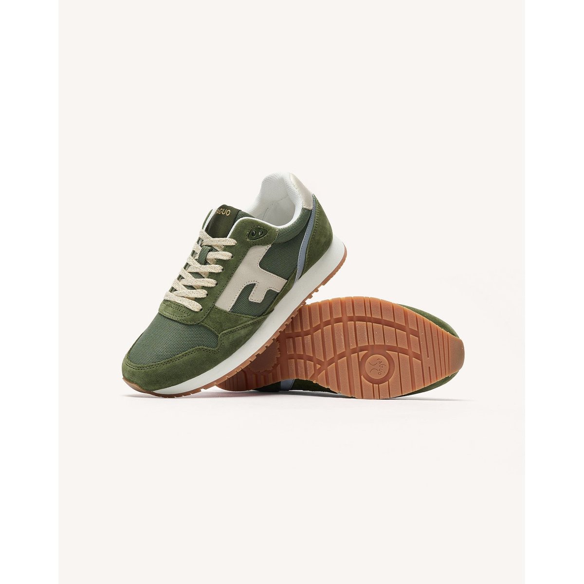 Running tissu suede ELM kaki et dorée, FAGUO
