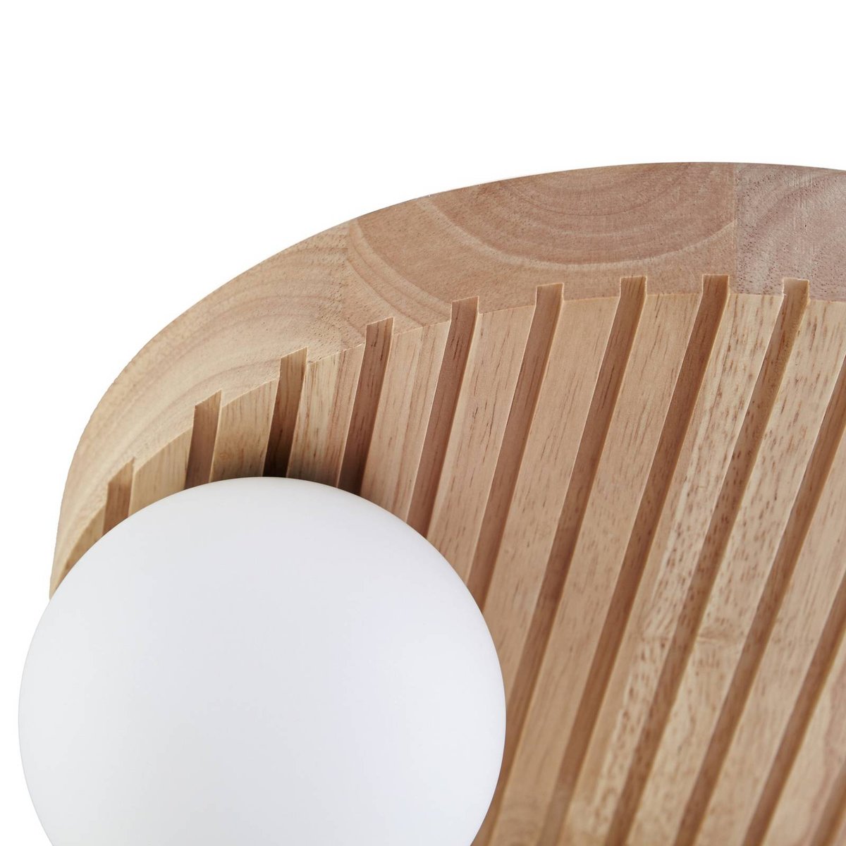 Plafonnier en bois moderne, Mori bois clair, blanc, LINDBY