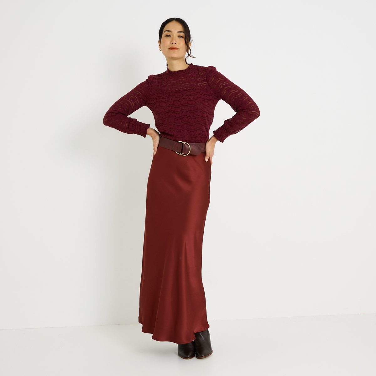 Blouse col victorien orange bordeaux, GRAIN DE MALICE