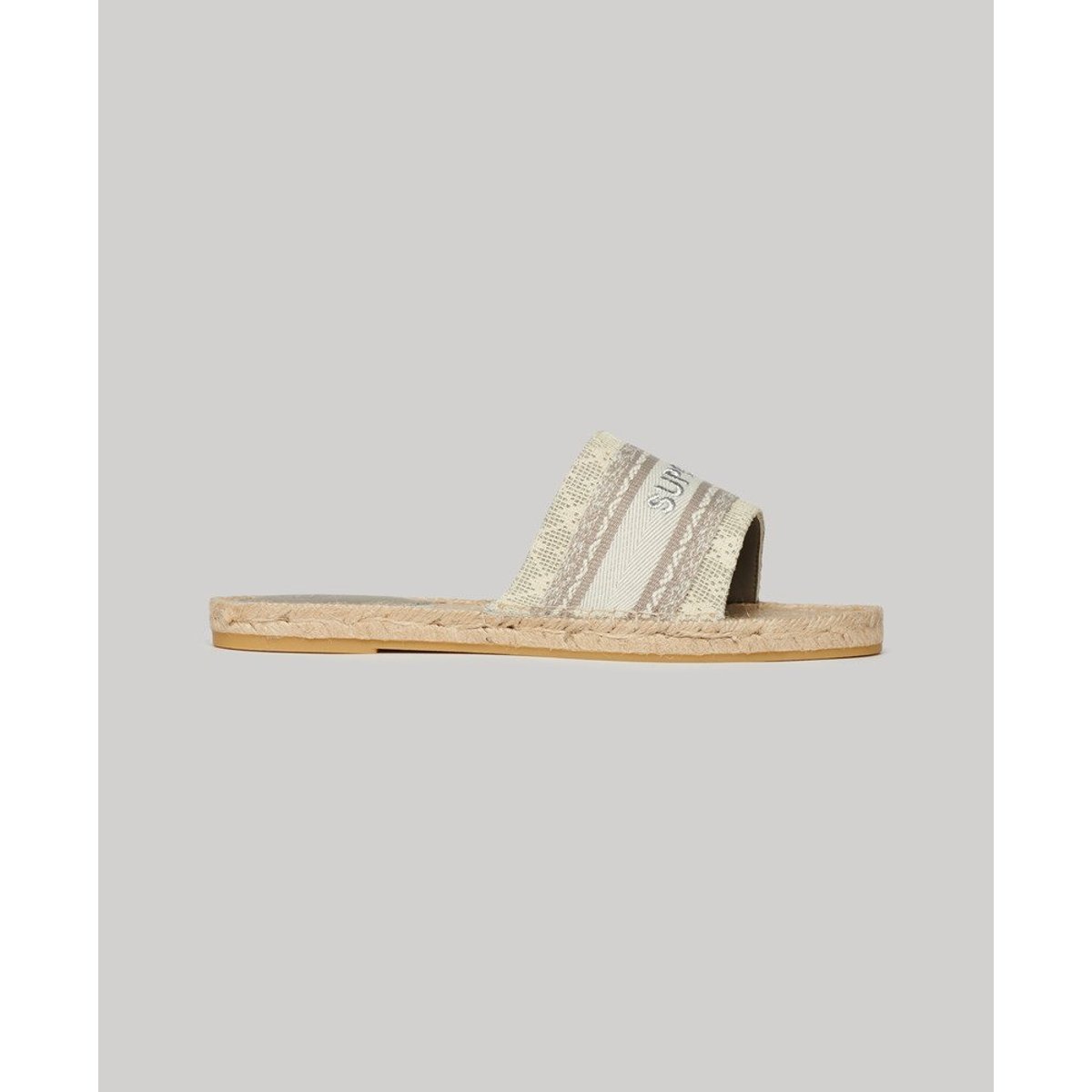 Mules compensées style espadrille en toile gris roche lunaire, SUPERDRY
