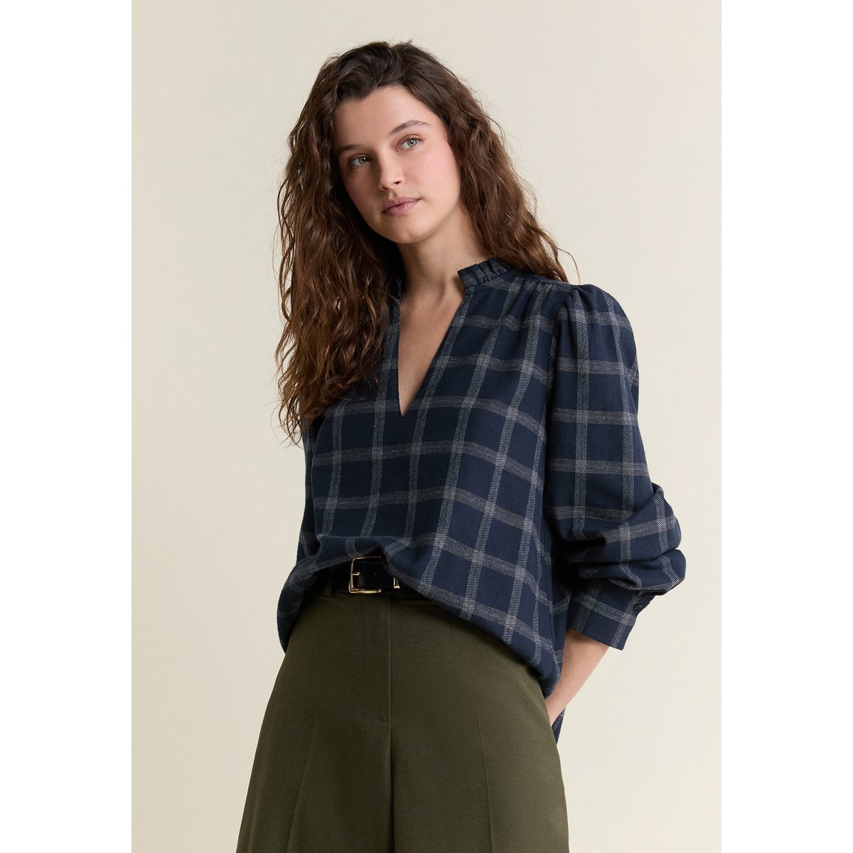 Blouse en coton à carreaux A CHOPIN CRX bleu, ETAM