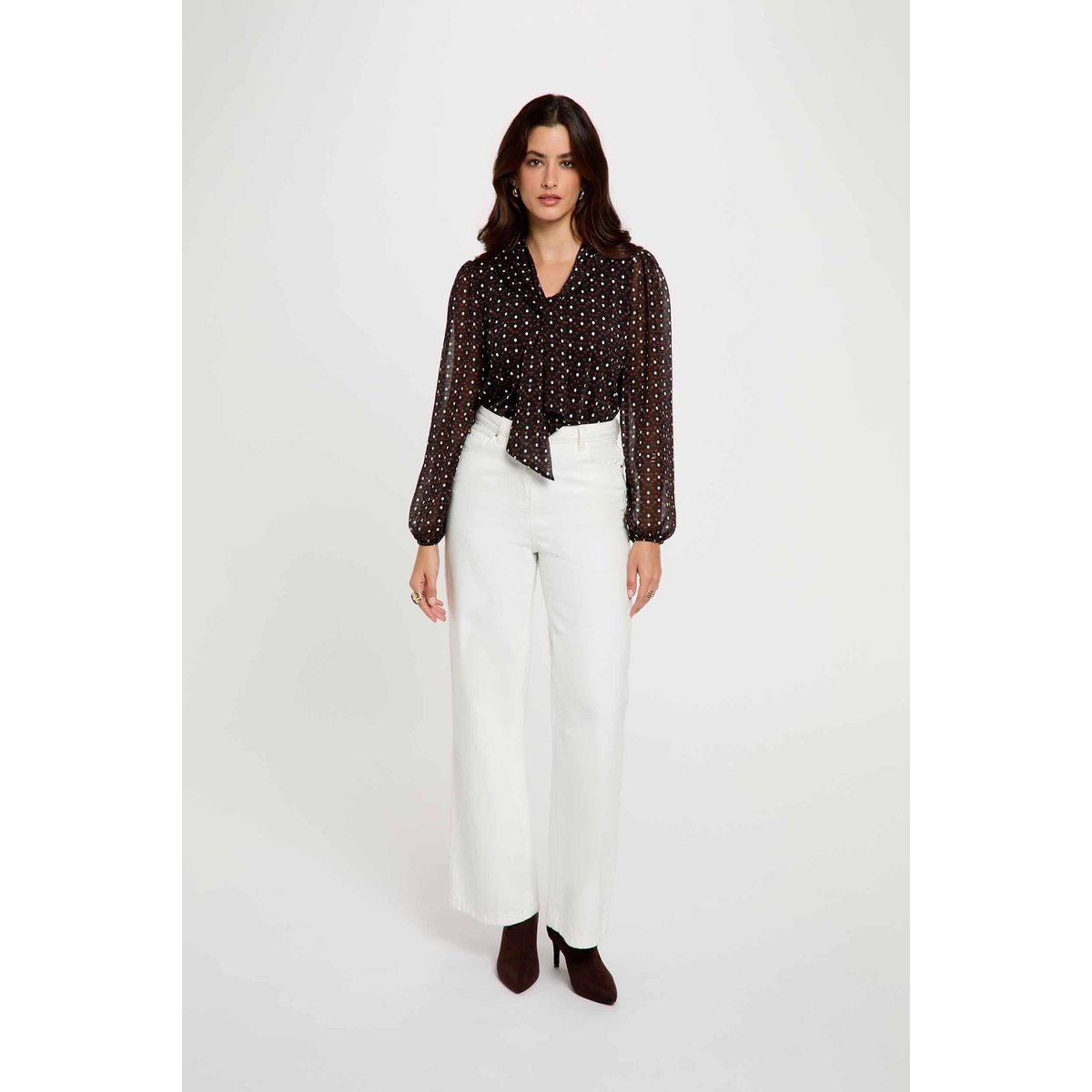 Blouse voile col lavallière multicolore, MORGAN