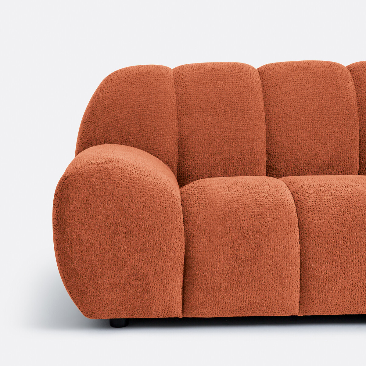 Canapé d'angle droit, 4 places, en tissu relief, NURIA terracotta, LA REDOUTE INTERIEURS