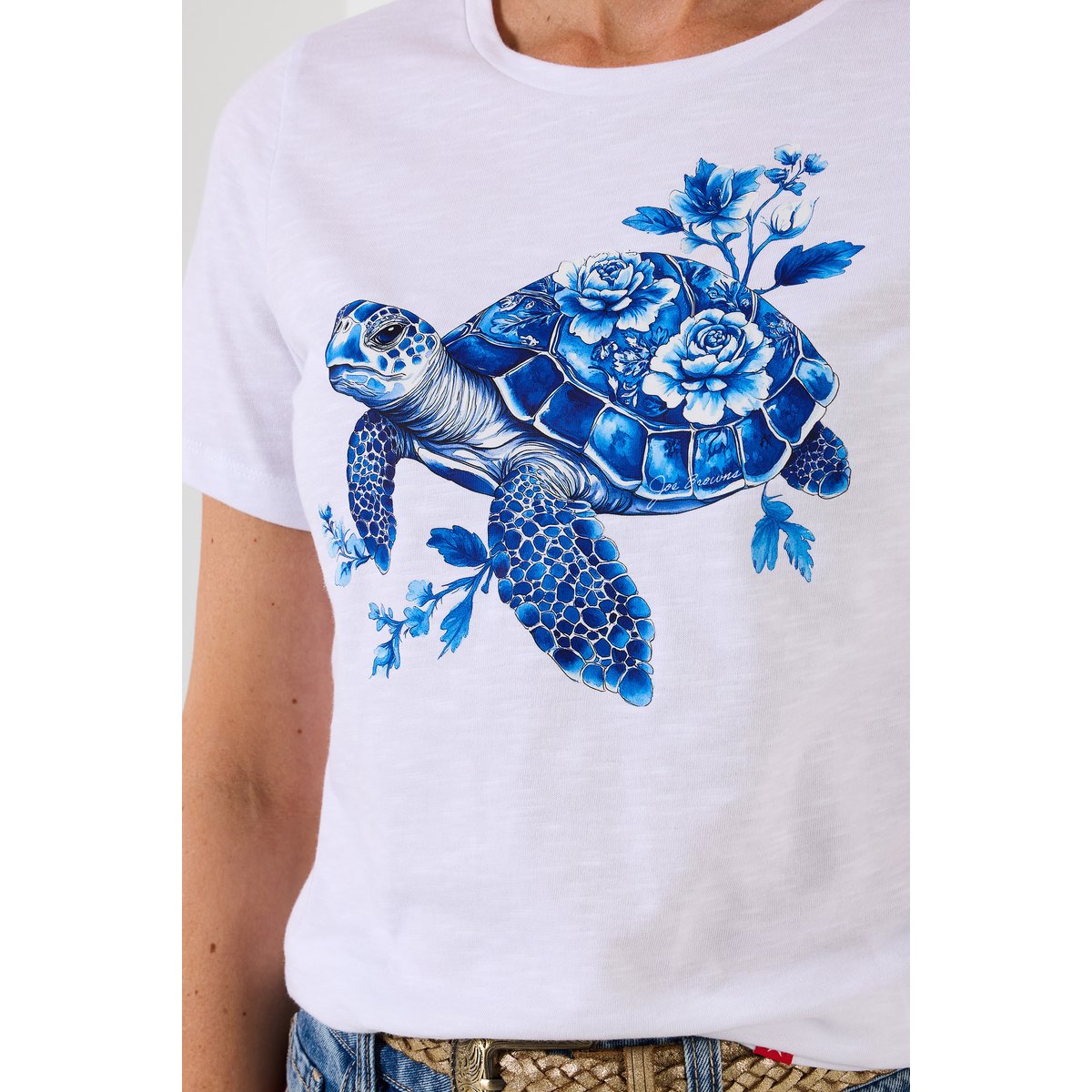 T-shirt à motif tortue blanc, JOE BROWNS