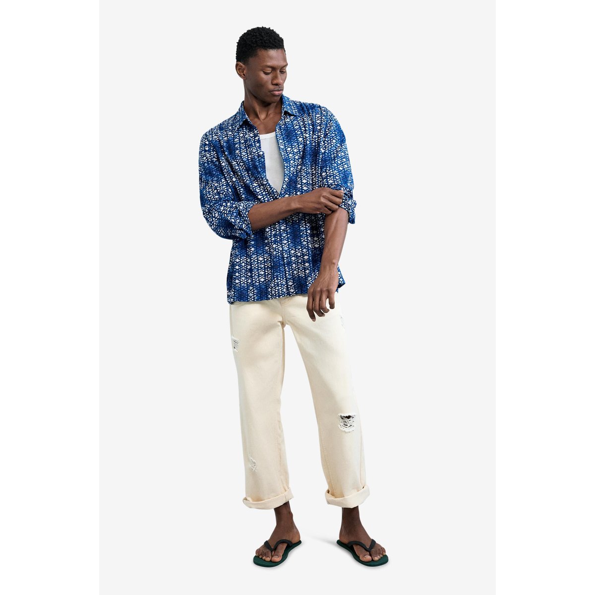 Chemise à imprimé géométrique bleu, DESIGUAL