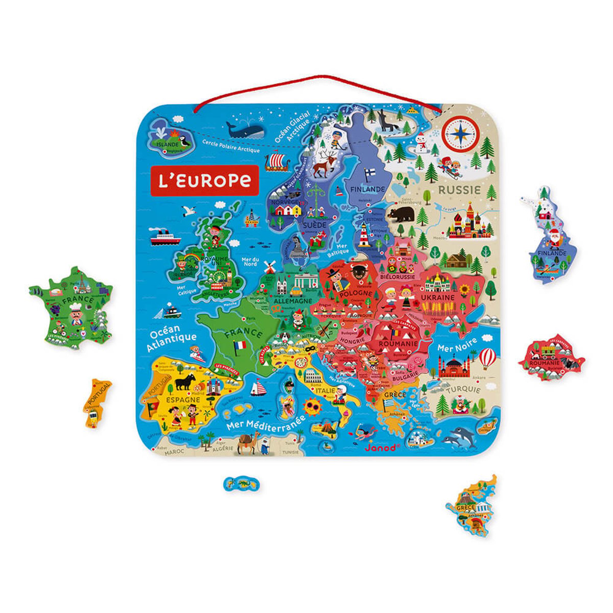 Puzzle Carte D'europe Magnétique 40 Pièces couleur unique, JANOD