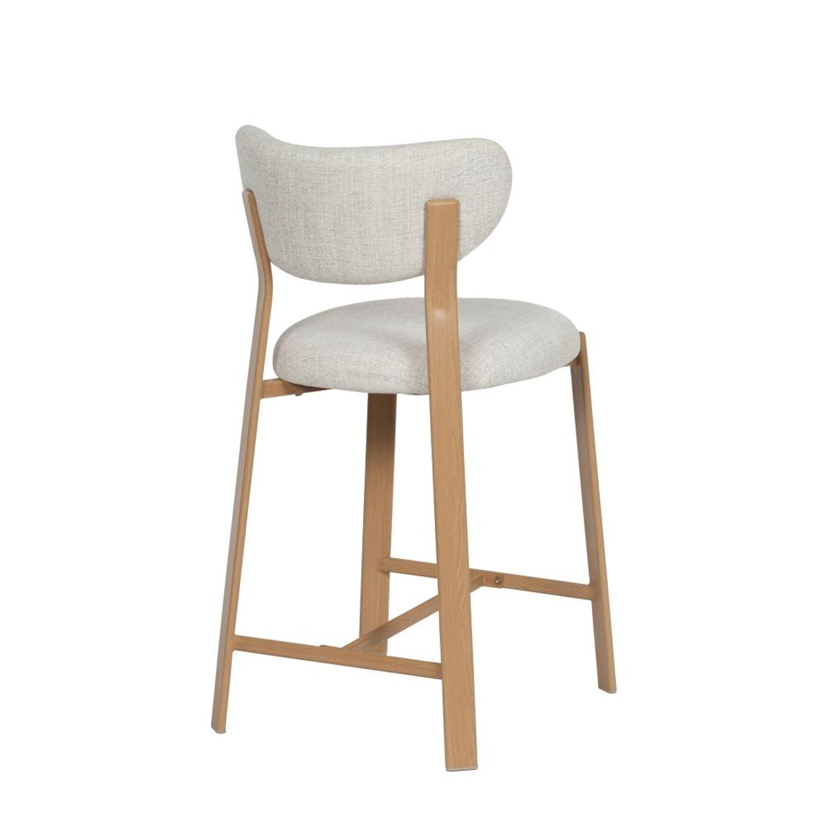 Tabouret de bar Gleen assise 65 cm en bouclette crème / ivoire, AMADEUS