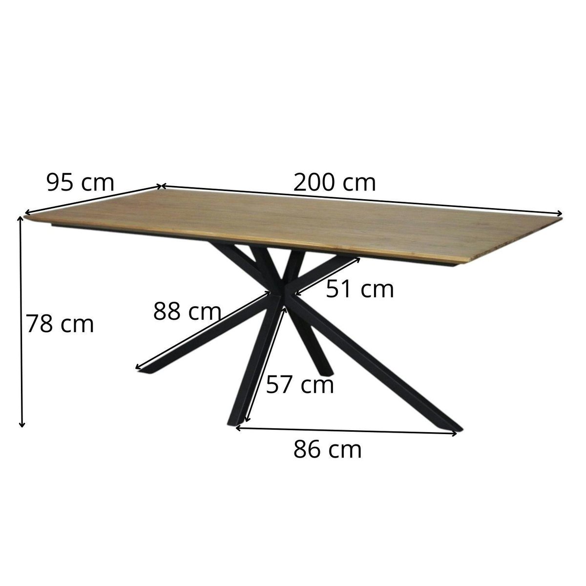 Table pied central en bois de teck recyclé 2 m DEPOK bois naturel, PIER IMPORT