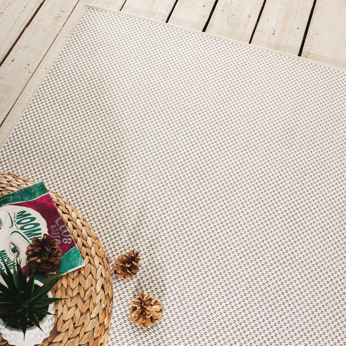 Tapis extérieur tissé kilim rectangle SQUAREXT crème, UN AMOUR DE TAPIS