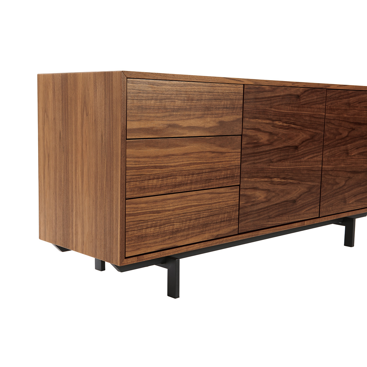 Buffet vintage en bois foncé noyer 2 portes 3 tiroirs L160 cm MANNY noyer, MILIBOO