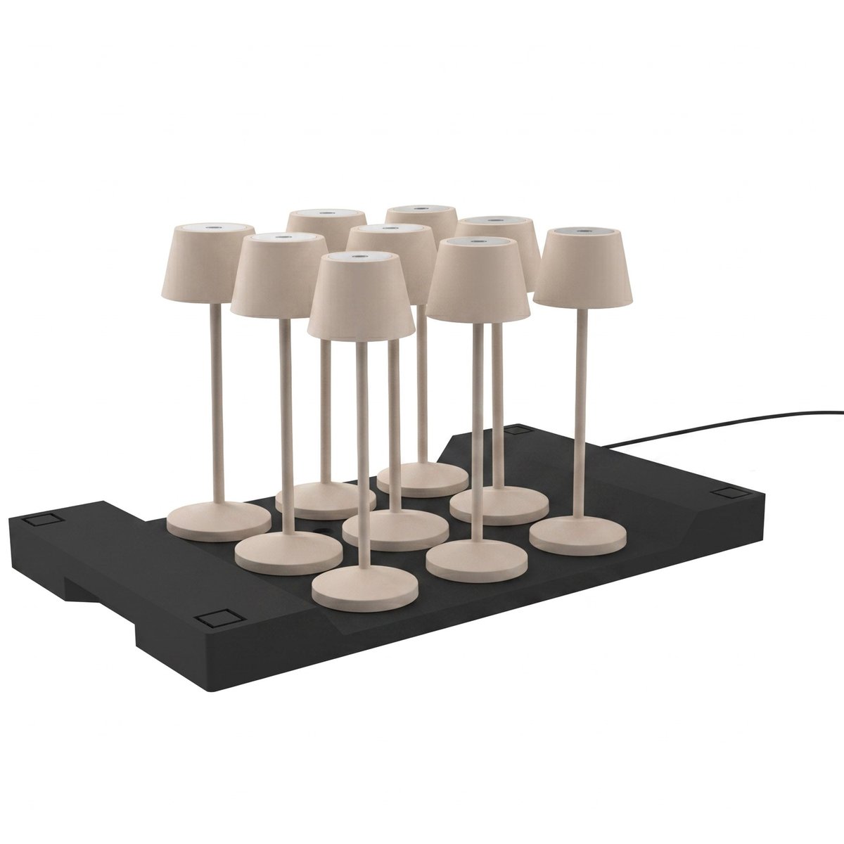 Lot de 9 Lampes de table avec socle 9x EMILY beige, LUMISKY