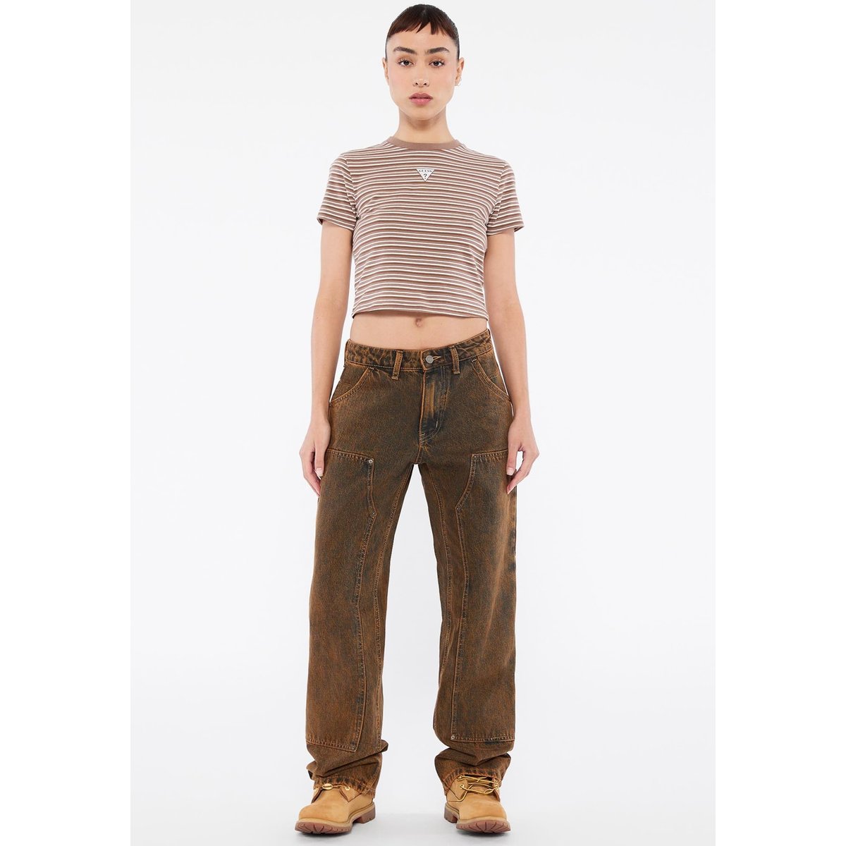 Jean Carpenter Zippé marron, GUESS