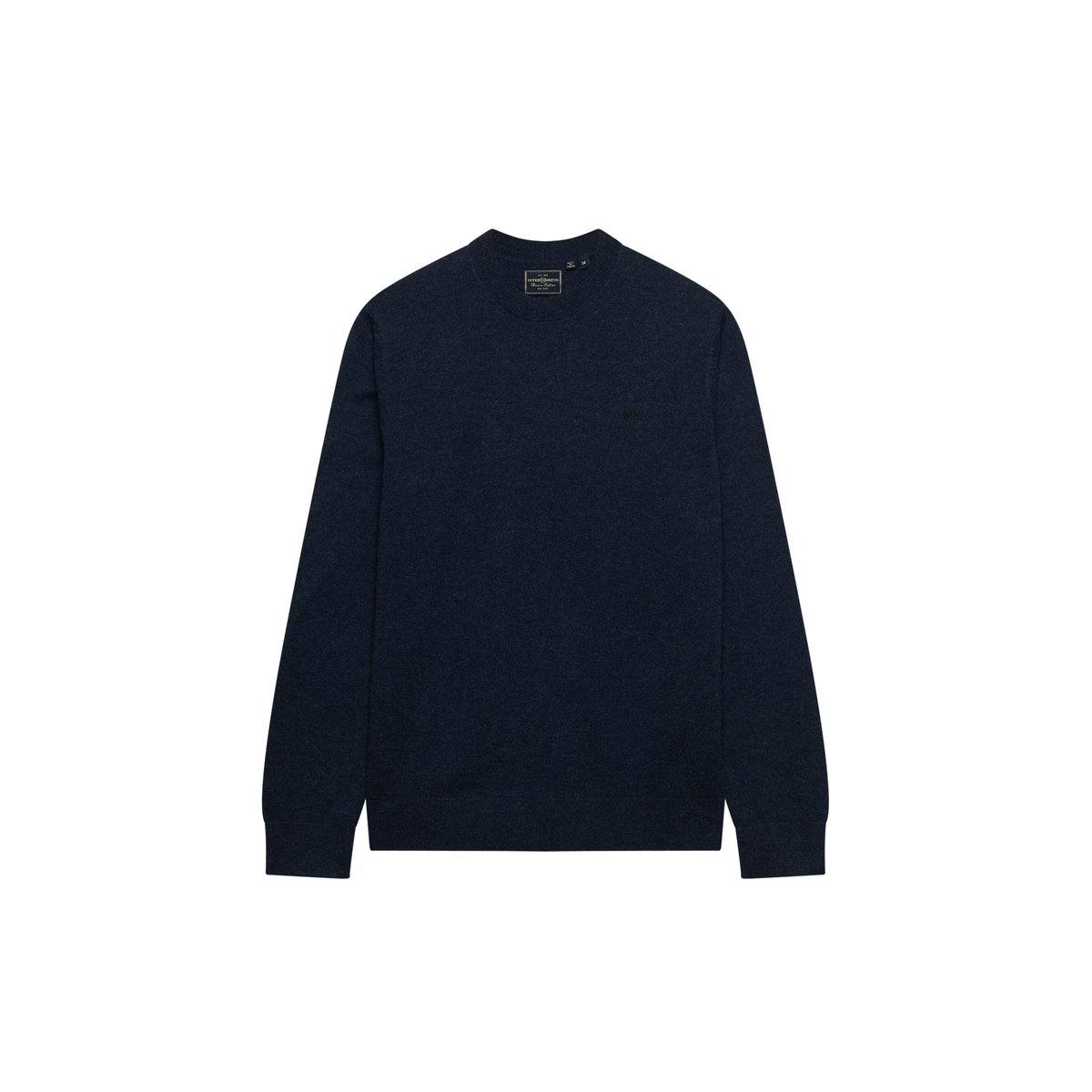 Pull Essentiel Léger en Laine Mélangée bleu marine chiné intense, SUPERDRY