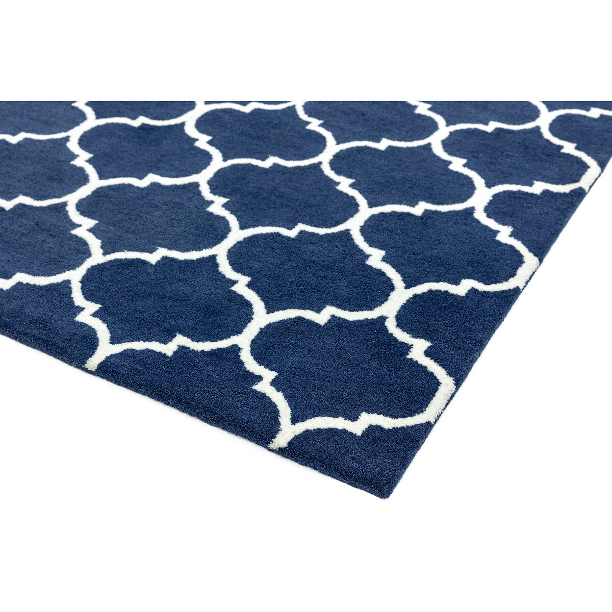 Ogee Hand Tufted Trellis Patterned Rug in 100% Wool blue, SO'HOME