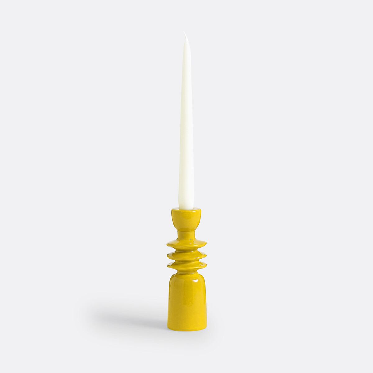 Greta 18cm High Ceramic Candlestick yellow, LA REDOUTE INTERIEURS