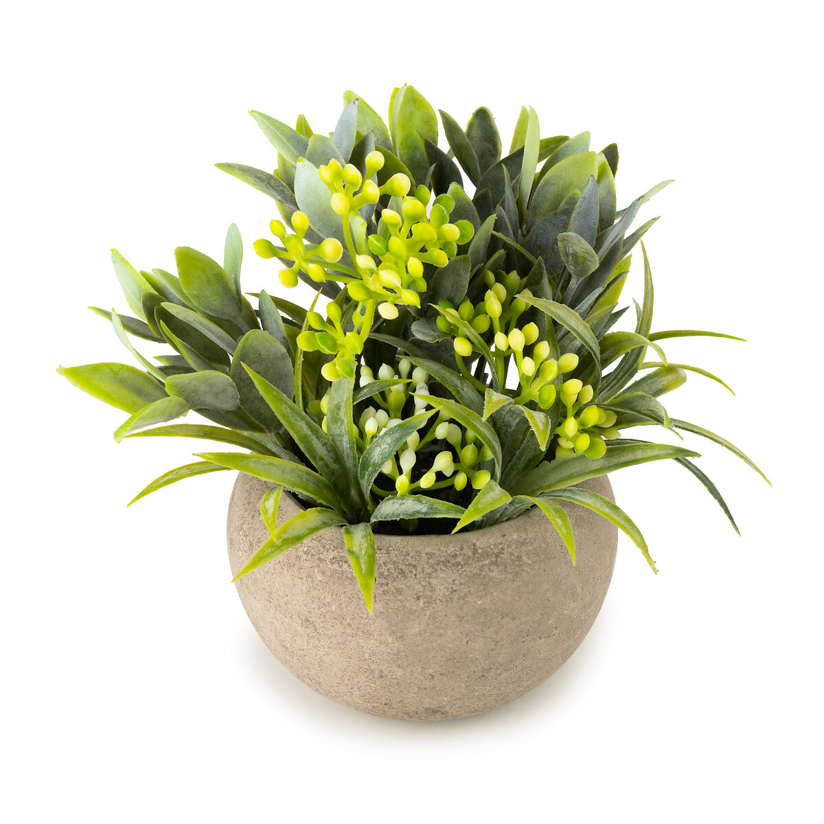 13.5cm Artificial Herb Plant in Paper-Maché Style Vase green, SO'HOME