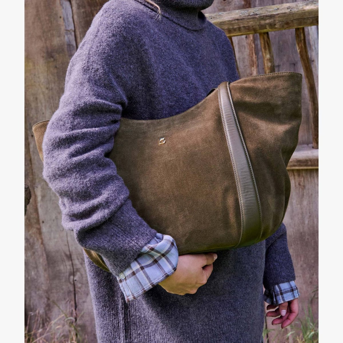 Sac Cabas en cuir HERMINE cabas vert mousse, BOCAGE
