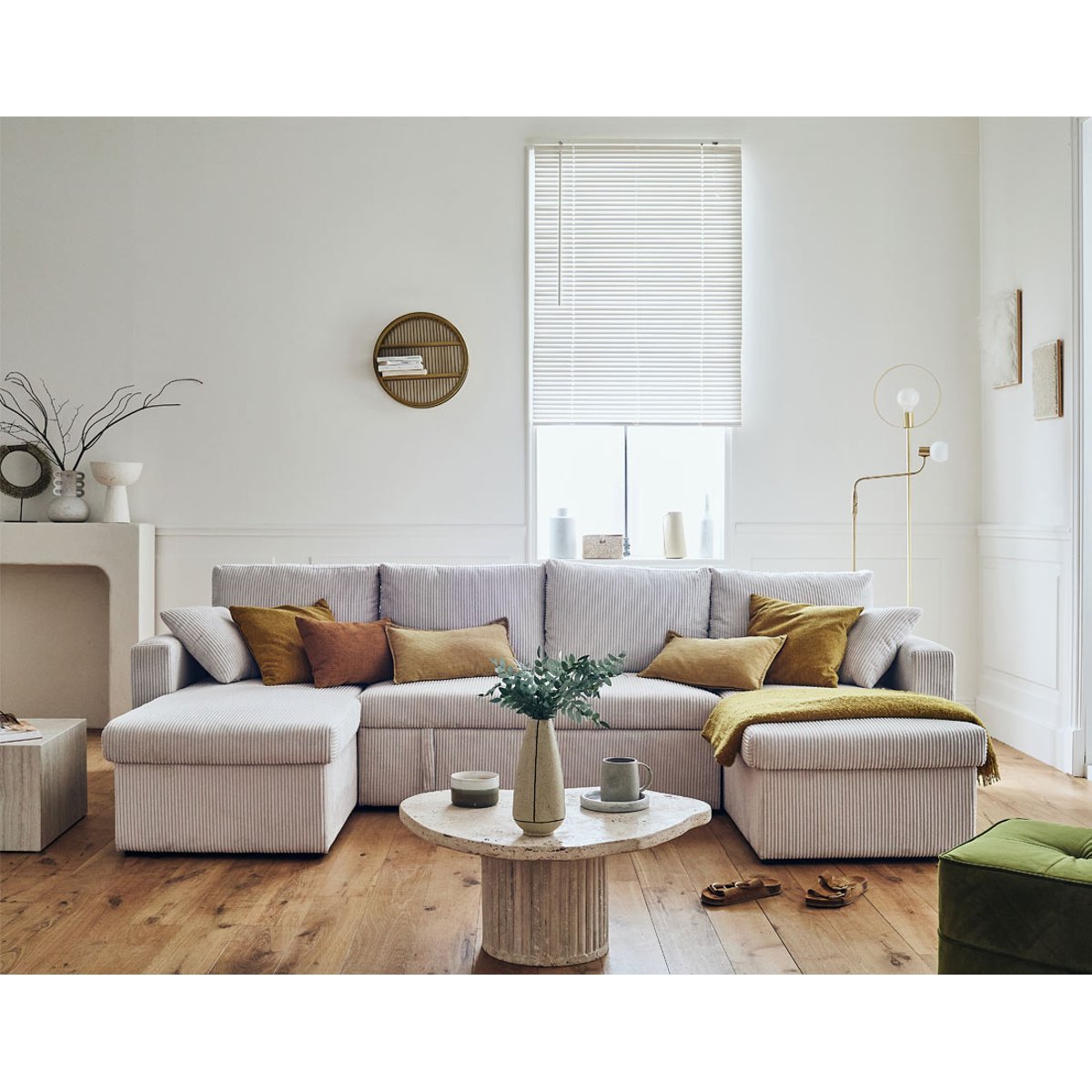 Canapé panoramique convertible 7 places, CYRUS beige, BEST MOBILIER